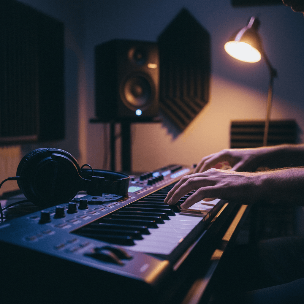 Professional music production equipment in a Milwaukee studio ready for recording sessions